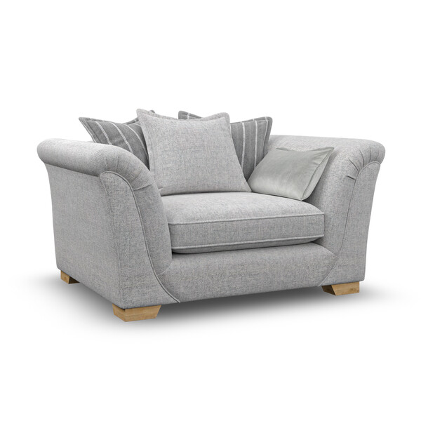 Milldale Pillow Back Loveseat in Milo Silver Fabric with Grey Scatters - Oak Furnitureland