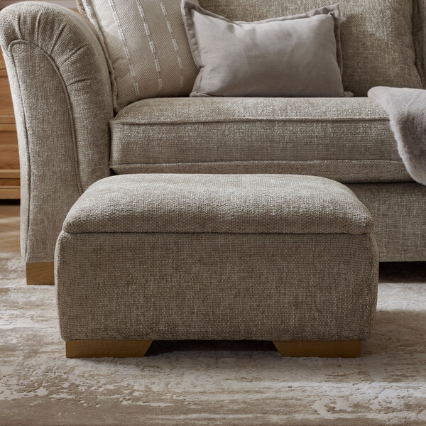 Milldale Storage Footstool in Milo Mink Fabric - Oak Furnitureland