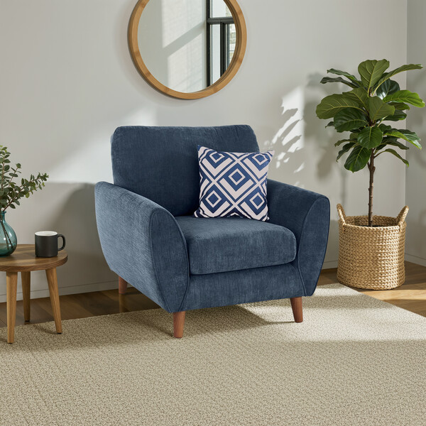 Denim Fabric Sofas - Armchair  - Milner Range - Oak Furnitureland