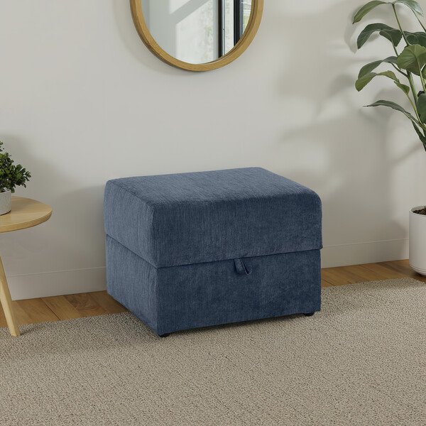 Denim Fabric Sofas - Storage Footstool - Milner Range - Oak Furnitureland