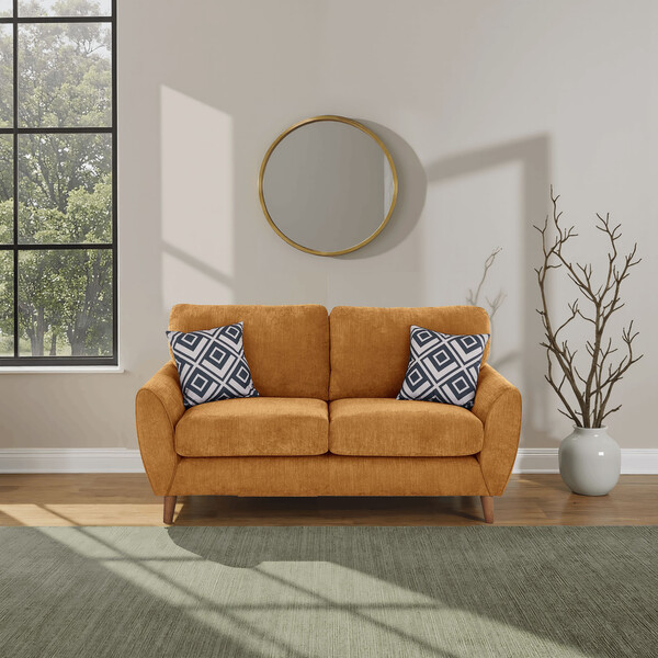 Mustard Fabric Sofas - 2 Seater Sofa - Milner Range - Oak Furnitureland