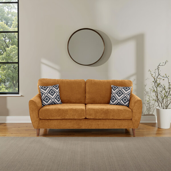 Mustard Fabric Sofas - 3 Seater Sofa - Milner Range - Oak Furnitureland