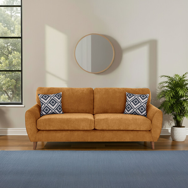 Mustard Fabric Sofas - 4 Seater Sofa - Milner Range - Oak Furnitureland