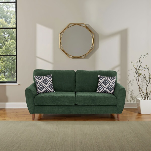Teal Fabric Sofas - 3 Seater Sofa - Milner Range - Oak Furnitureland