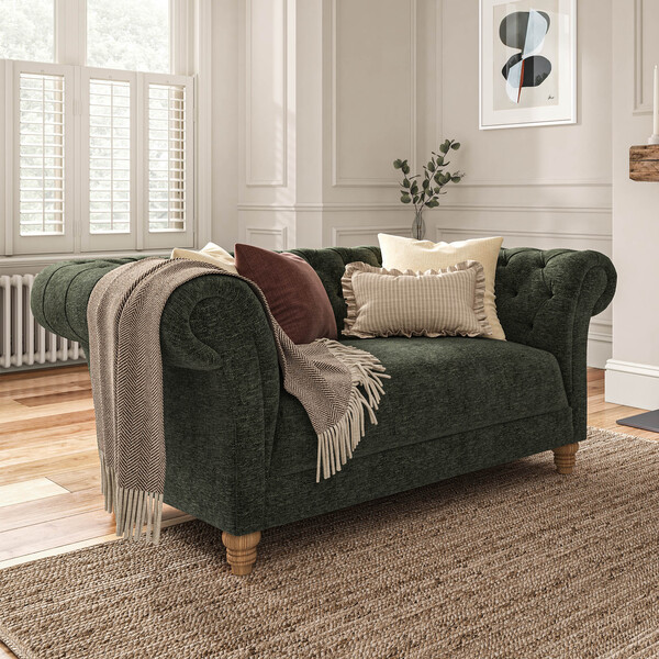 Mossy Fabric Sofas - 2 Seater Sofa - Montgomery Range - Oak Furnitureland