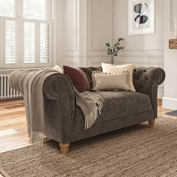 Smokestone Fabric Sofas - 2 Seater Sofa - Montgomery Range - Oak Furnitureland