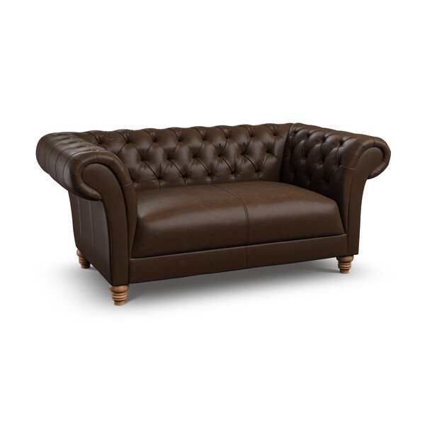 Dark Brown Leather Sofas - 2 Seater Sofa - Montgomery Range - Oak Furnitureland