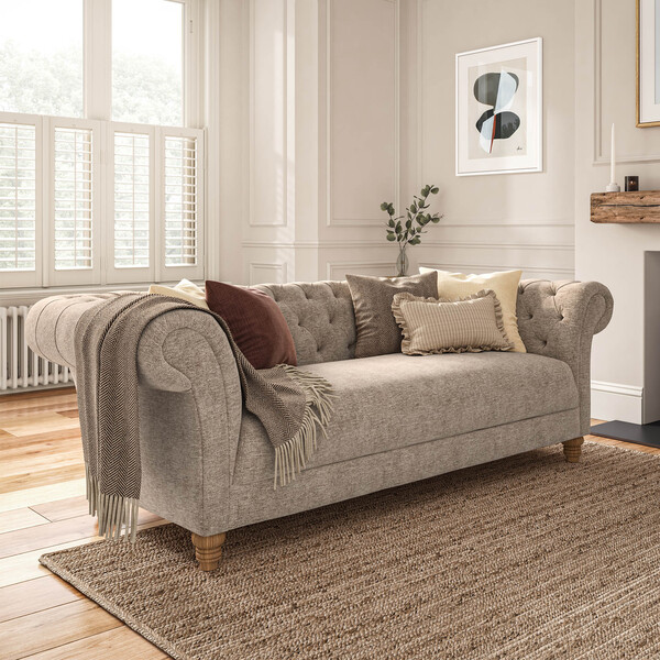 Abalone Fabric Sofas - 3 Seater Sofa - Montgomery Range - Oak Furnitureland