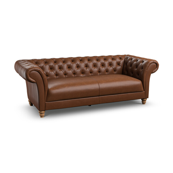Chestnut Brown Leather Sofas - 3 Seater Sofa - Montgomery Range - Oak Furnitureland