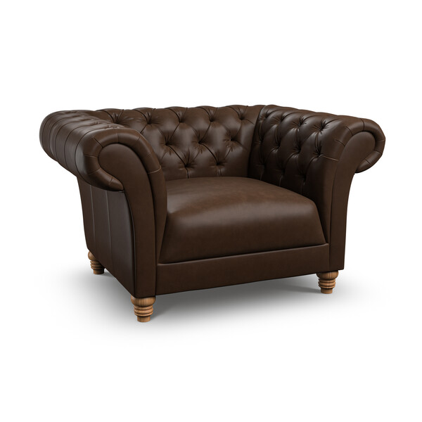 Dark Brown Leather Sofas - Armchair  - Montgomery Range - Oak Furnitureland