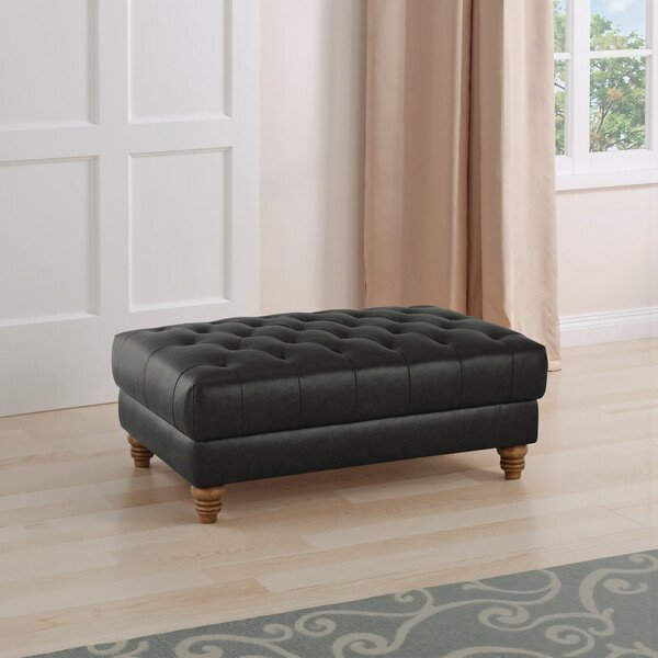Ash Leather Sofas - Footstool - Montgomery Range - Oak Furnitureland