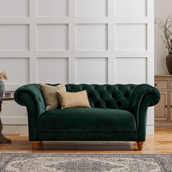 Bottle Green Fabric Sofas - 2 Seater Sofa - Montgomery Range - Oak Furnitureland