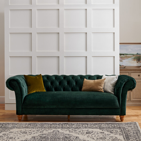 Bottle Green Fabric Sofas - 3 Seater Sofa - Montgomery Range - Oak Furnitureland