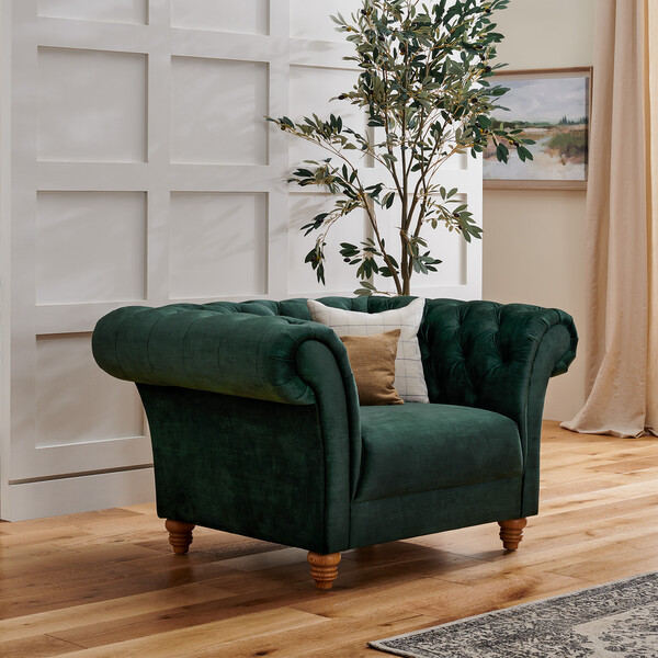 Bottle Green Fabric Sofas - Armchair - Montgomery Range - Oak Furnitureland