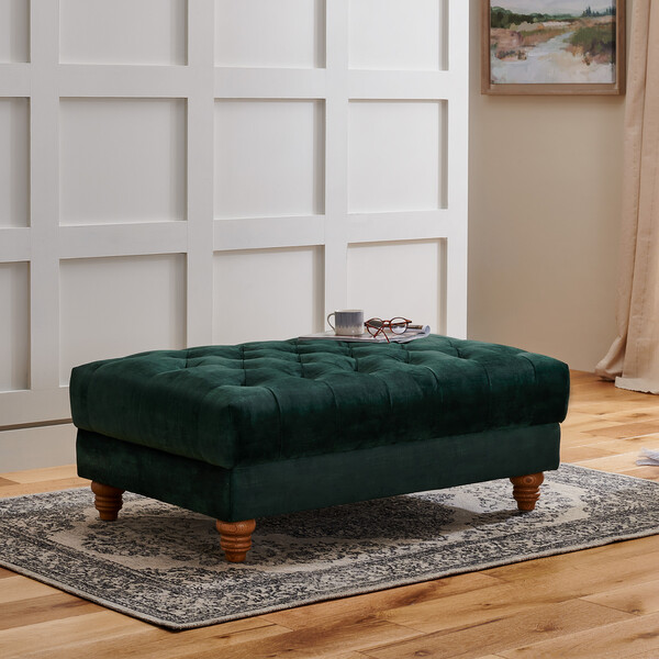 Bottle Green Fabric Sofas - Footstool - Montgomery Range - Oak Furnitureland