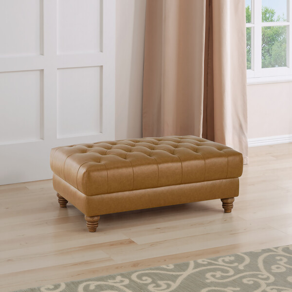 Brown Leather Sofas - Footstool - Montgomery Range - Oak Furnitureland
