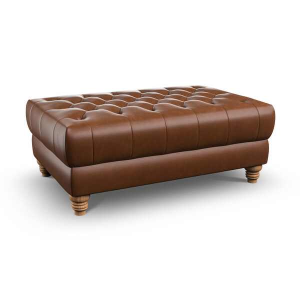 Chestnut Brown Leather Sofas - Footstool  - Montgomery Range - Oak Furnitureland