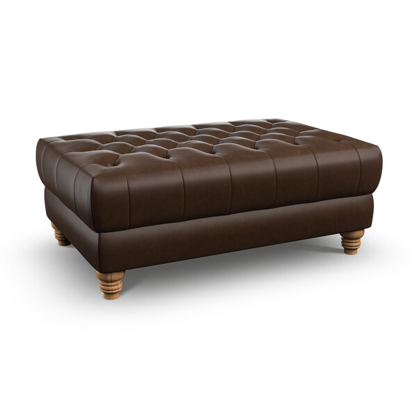Dark Brown Leather Sofas - Footstool  - Montgomery Range - Oak Furnitureland