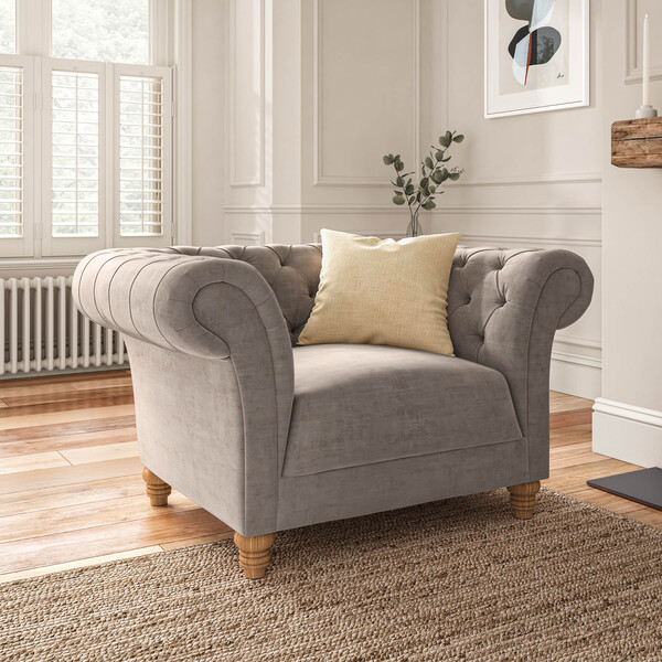 Mink Fabric Sofas - Armchair - Montgomery Range - Oak Furnitureland