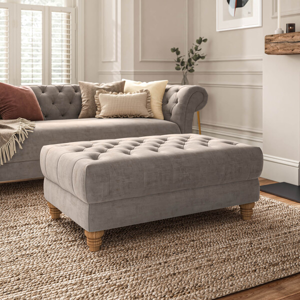 Mink Fabric Sofas - Footstool - Montgomery Range - Oak Furnitureland