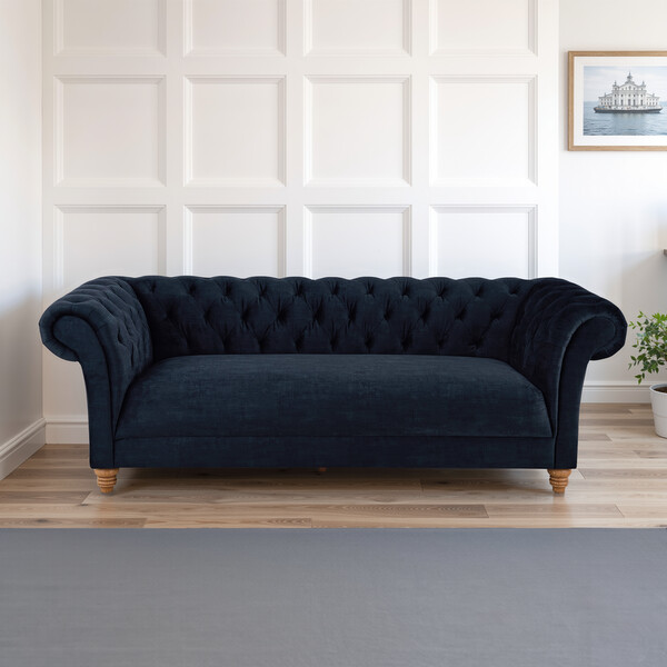 Royal Blue Fabric Sofas - 3 Seater Sofa - Montgomery Range - Oak Furnitureland