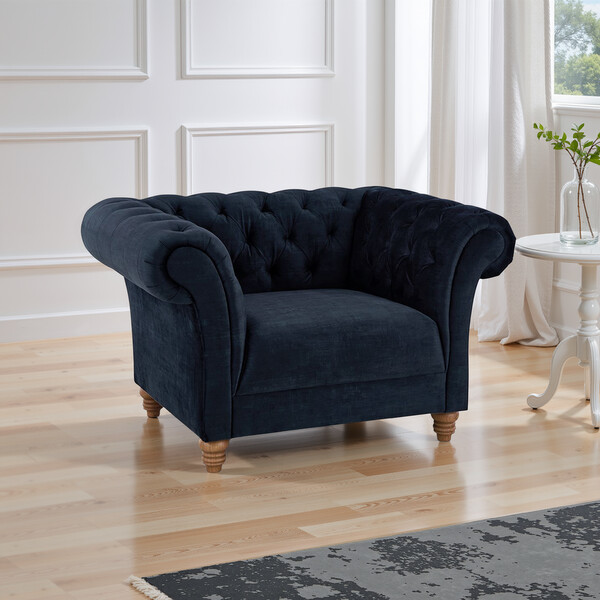 Royal Blue Fabric Sofas - Armchair - Montgomery Range - Oak Furnitureland