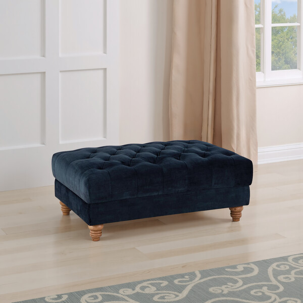 Royal Blue Fabric Sofas - Footstool - Montgomery Range - Oak Furnitureland