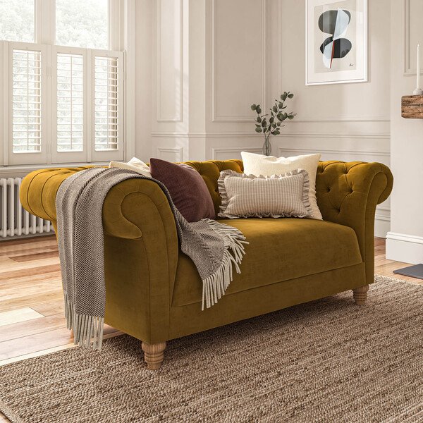 Saffron Fabric Sofas - 2 Seater Sofa - Montgomery Range - Oak Furnitureland