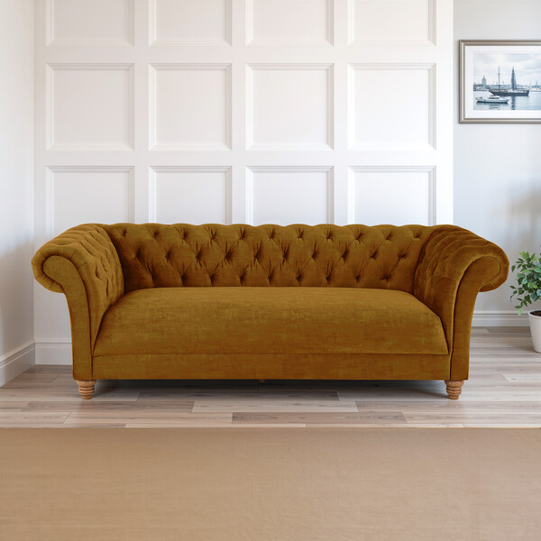 Saffron Fabric Sofas - 3 Seater Sofa - Montgomery Range - Oak Furnitureland