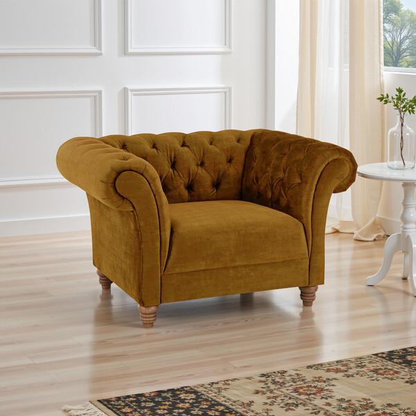 Saffron Fabric Sofas - Armchair - Montgomery Range - Oak Furnitureland