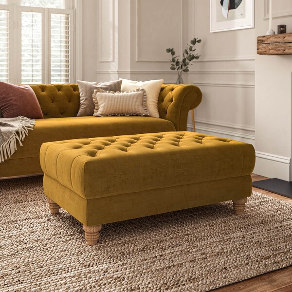 Saffron Fabric Sofas - Footstool - Montgomery Range - Oak Furnitureland