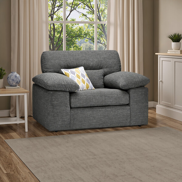 Santos Grey Fabric Sofas - Armchair - Morgan Sectional Sofas Range - Oak Furnitureland