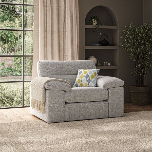 Silver Fabric Sofas - Armchair - Morgan Sectional Sofas Range - Oak Furnitureland