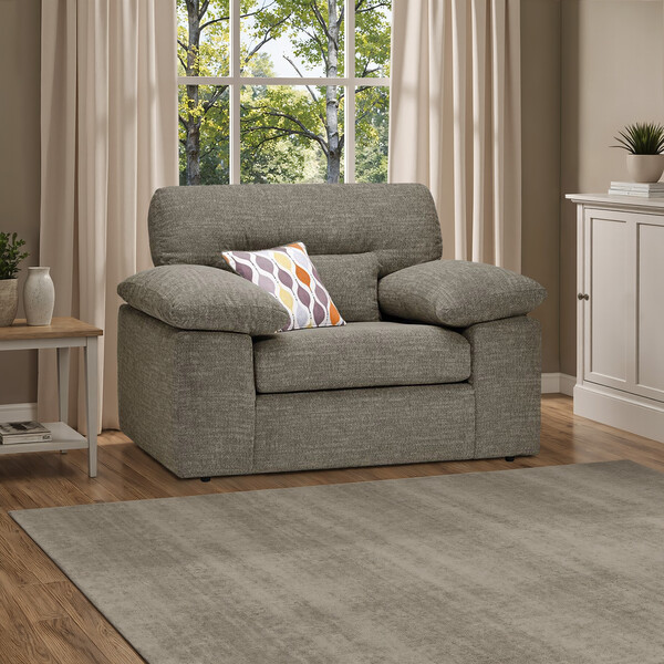 Santos Taupe Fabric Sofas - Armchair - Morgan Sectional Sofas Range - Oak Furnitureland