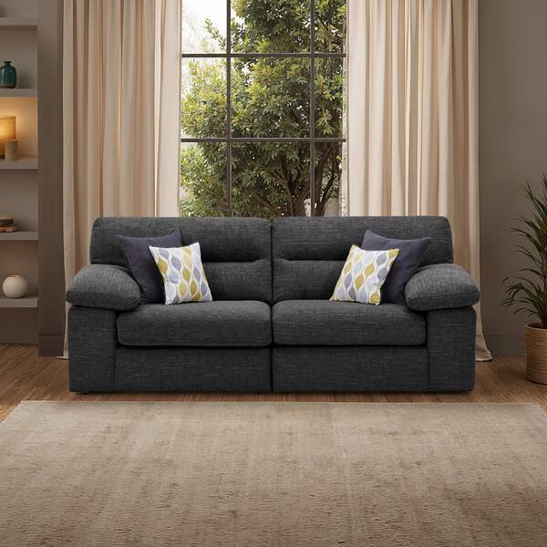 Santos Black Fabric Sofas - 3 Seater Sofa - Morgan Sectional Sofas Range - Oak Furnitureland