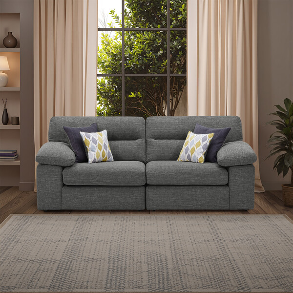 Santos Grey Fabric Sofas - 3 Seater Sofa - Morgan Sectional Sofas Range - Oak Furnitureland