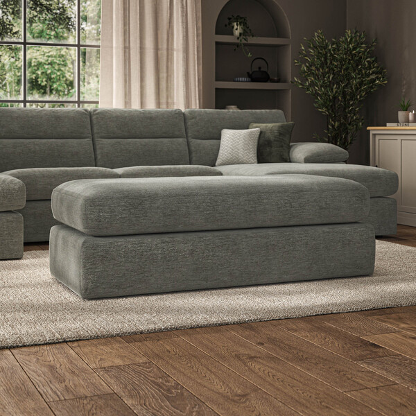 Cupid Olive Green Fabric Sofas - Large Fender Footstool - Morgan Sectional Sofas Range - Oak Furnitureland