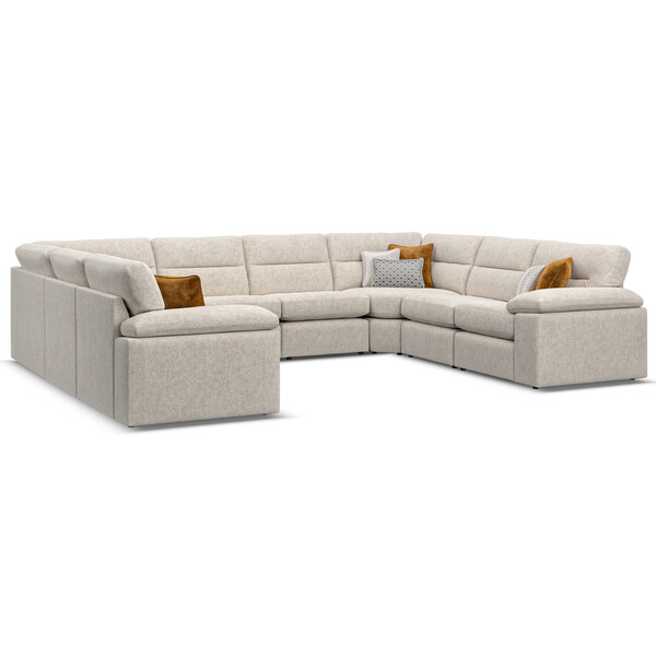Cupid Beige Fabric Sofas - Modular 8 Seater U-Shape Sofa - Morgan Sectional Sofas Range - Oak Furnitureland