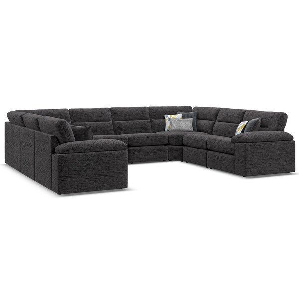 Santos Black Fabric Sofas - Modular 8 Seater U-Shape Sofa - Morgan Sectional Sofas Range - Oak Furnitureland