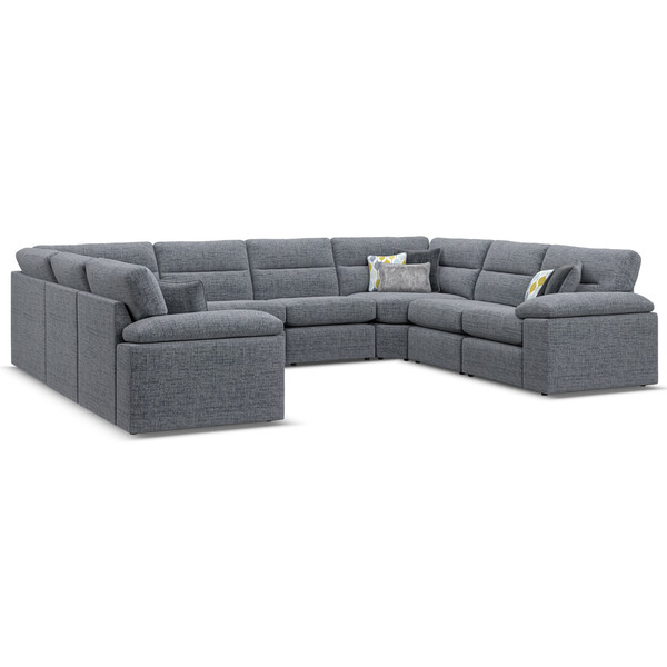 Santos Grey Fabric Sofas - Modular 8 Seater U-Shape Sofa - Morgan Sectional Sofas Range - Oak Furnitureland