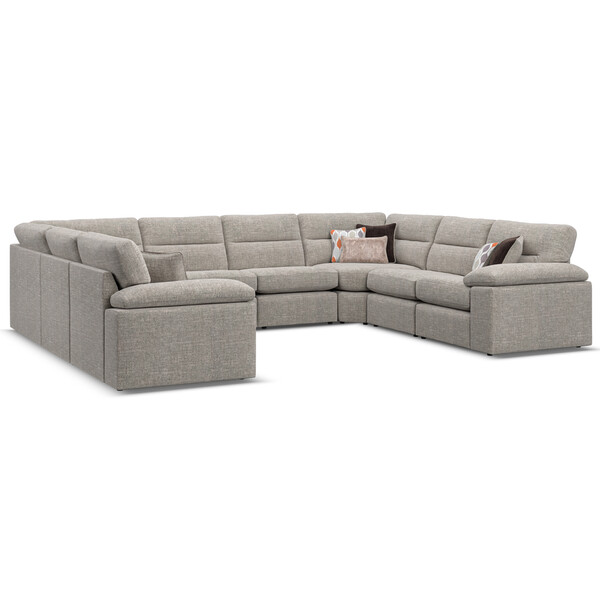 Santos Mink Fabric Sofas - Modular 8 Seater U-Shape Sofa - Morgan Sectional Sofas Range - Oak Furnitureland