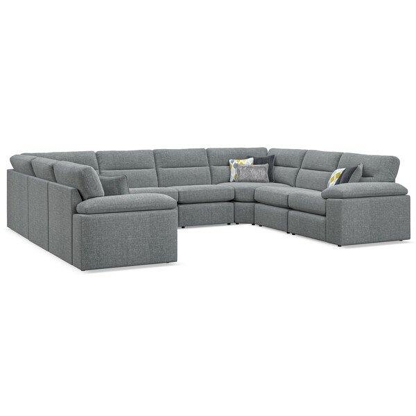 Santos Steel Fabric Sofas - Modular 8 Seater U-Shape Sofa - Morgan Sectional Sofas Range - Oak Furnitureland