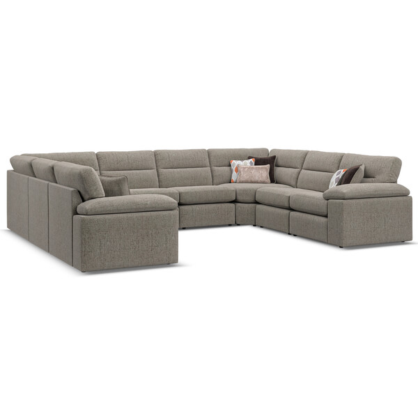 Santos Taupe Fabric Sofas - Modular 8 Seater U-Shape Sofa - Morgan Sectional Sofas Range - Oak Furnitureland