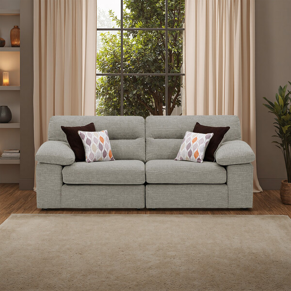 Santos Mink Fabric Sofas - 3 Seater Sofa - Morgan Sectional Sofas Range - Oak Furnitureland