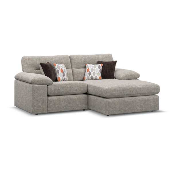 Santos Mink Fabric Sofas - 2 Seater Right Hand Compact Chaise Sofa - Morgan Sectional Sofas Range - Oak Furnitureland