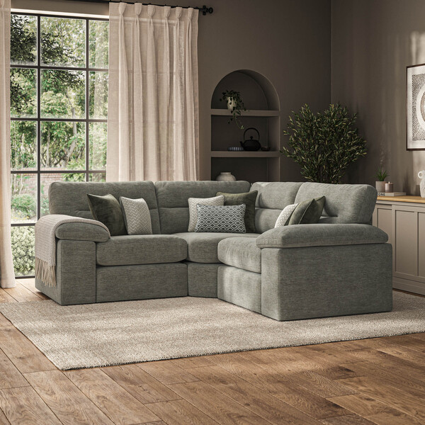 Cupid Olive Green Fabric Sofas - Modular 3 Seat Corner Sofa - Morgan Sectional Sofas Range - Oak Furnitureland