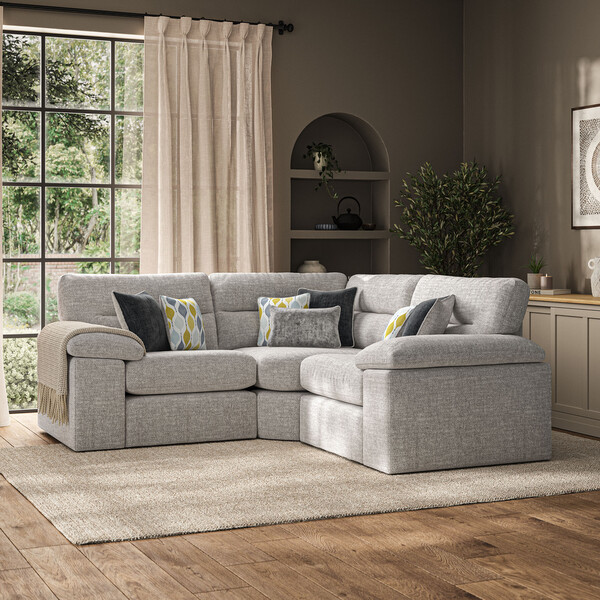 Santos Silver Fabric Sofas - Modular 3 Seat Corner Sofa - Morgan Sectional Sofas Range - Oak Furnitureland