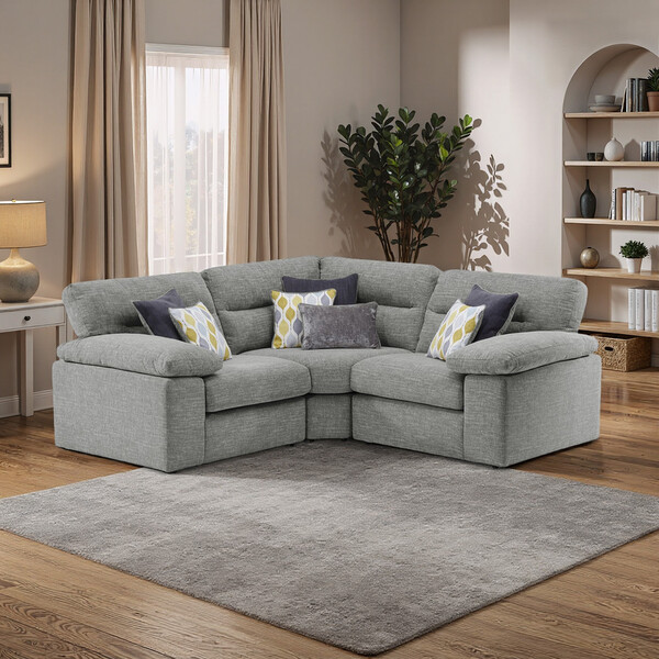 Santos Steel Fabric Sofas - Modular 3 Seat Corner Sofa - Morgan Sectional Sofas Range - Oak Furnitureland