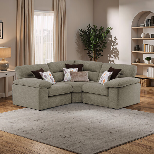 Santos Taupe Fabric Sofas - Modular 3 Seat Corner Sofa - Morgan Sectional Sofas Range - Oak Furnitureland