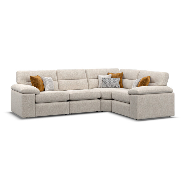 Cupid  Beige Fabric Sofas - Modular 4 Seat Corner Sofa - Morgan Sectional Sofas Range - Oak Furnitureland
